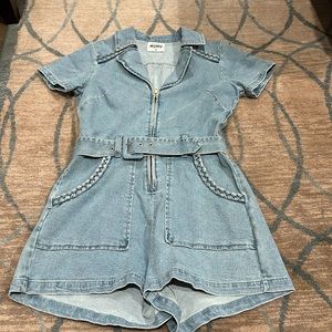 Show Me Your MUMU. Denim braided romper